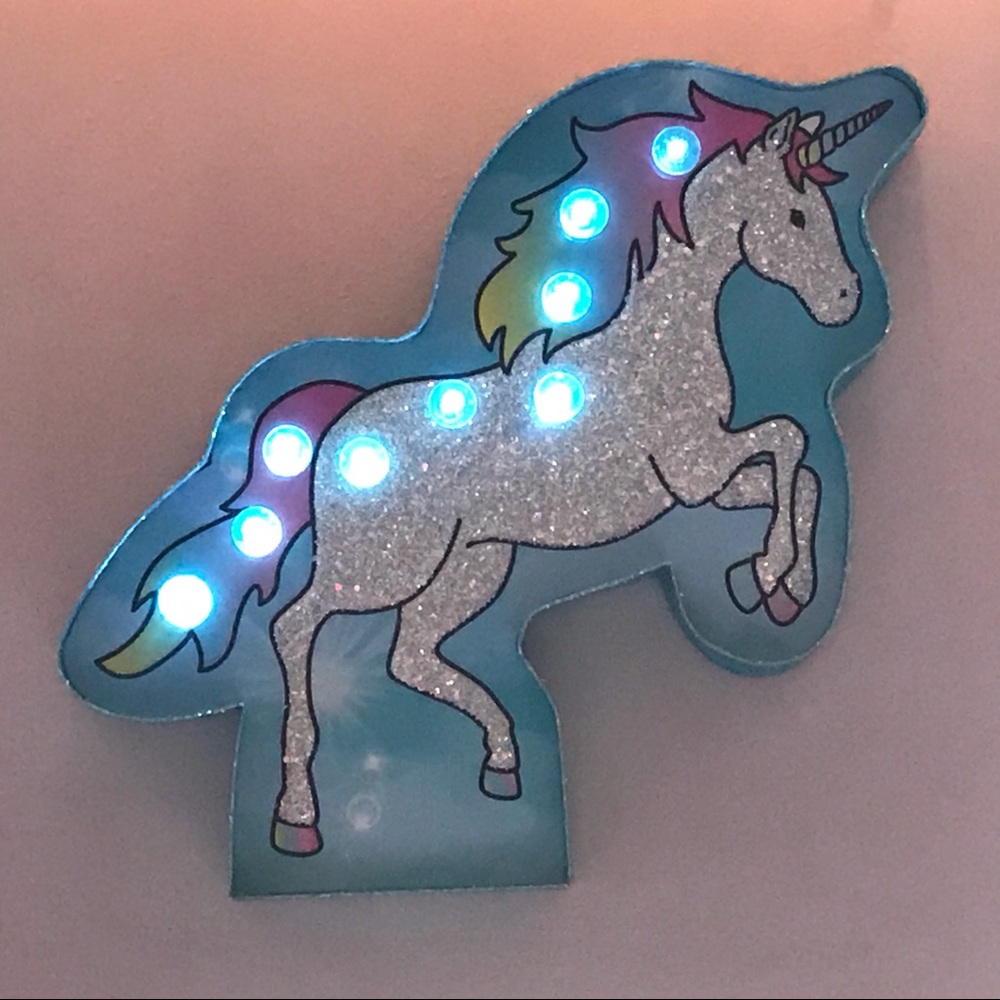 Unicorn Marquee LED Light Blue White Pink Glitter Hanging Wall Art by Justice - Picture 13 of 16
